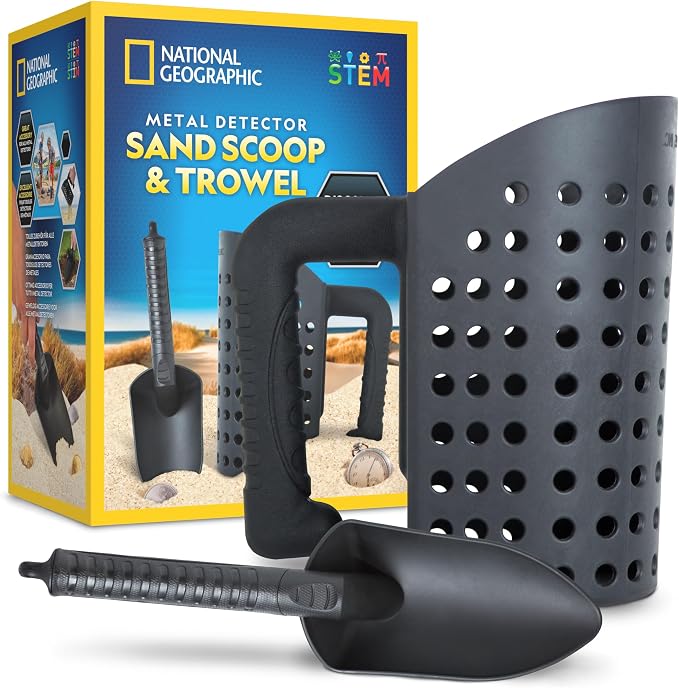 NATIONAL GEOGRAPHIC Metal Detector Accessories – Includes Sand Scoop for Metal Detecting and Metal Detector Shovel, Use as Sand Sifter for the Beach, Metal Detecting Accessories