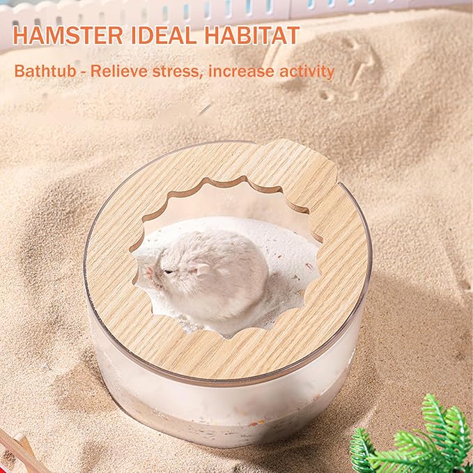 Marchul Hamster Sand Bath Container, Hamster Sand Bath Box with Cleaning Scoop, Transparent Hamster Bathtub Bathroom Toilet, Easy to Clean, Hamster Litter Box for Dwarf Hamster, Syrian Hamster, Gerbil