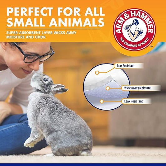 Arm & Hammer Super Absorbent Cage Liners for Guinea Pigs, Hamsters, Rabbits & Small Animals, Odor Control Cage Tray Liners for Wire or Mesh Grate Cages, Trim to Fit, 7 Count - 3 Pack
