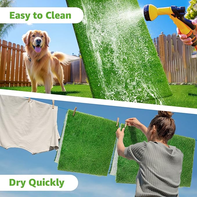 Artificial Dog Grass Pee Pad 18.75"x15" 2 Pack, Washable Indoor Potty Training Replacement Turf for Puppy, Reusable Realistic Grass Mat for Dogs