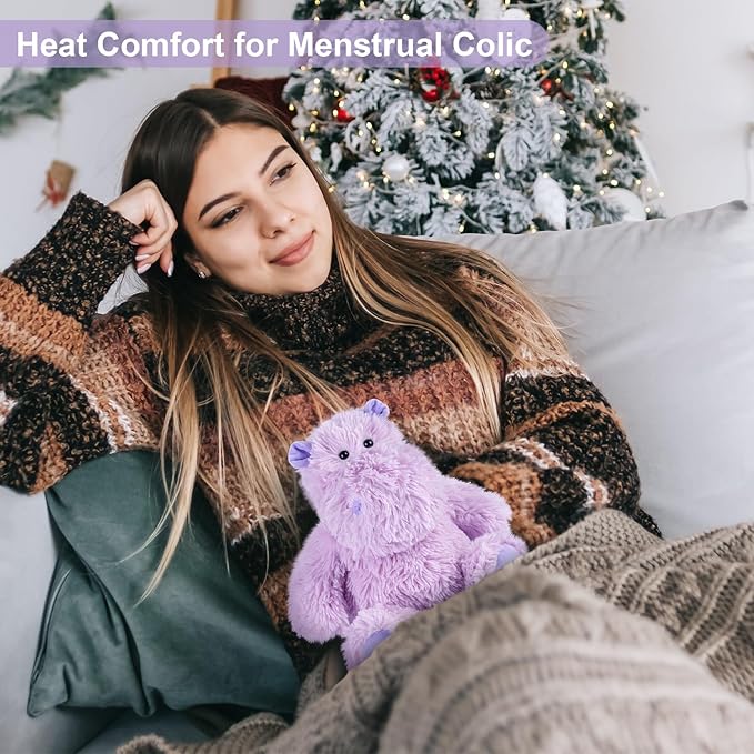 SuzziPals Warmable Hippo Stuffed Animals, Microwavable Stuffed Animal Heating Pads for Period & Stress Relief, Heatable & Coolable Hippopotamus Plush Toy, Cute Plushies Gifts for Kids & Women