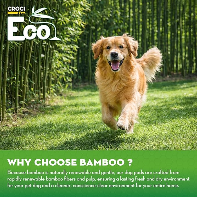 CROCI Dog Pads Extra Large, 30"x36" XXL Puppy Pads, 2X Odor-Control with Charcoal & Bamboo Material, 4-Corner Adhesive Tabs, Super Absorbent & Leak-Proof (30 Counts)
