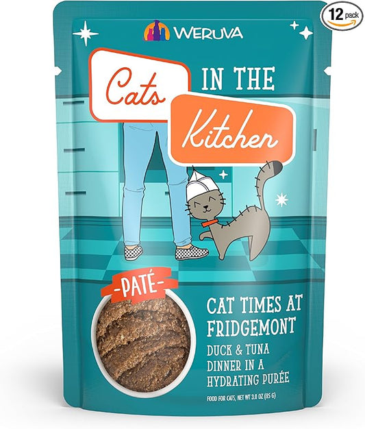 Weruva Cats in The Kitchen Slide N' Serve Grain-Free Natural Wet Pate Cat Food Pouches, Cat Times at Fridgemont, 3oz Pouch (Pack of 12)