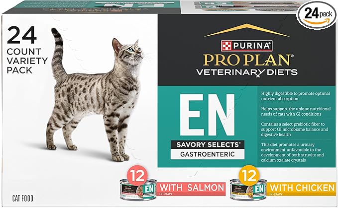 Purina Pro Plan Veterinary Diets EN Gastroenteric Feline Formula Savory Selects in Sauce Variety Pack Wet Cat Food - (Pack of 24) 5.5 oz. Cans