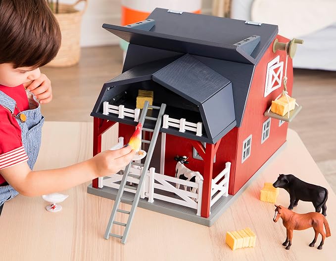 Terra by Battat – 20 Pieces Wooden Animal Barn Toy Set – Farm Animals & Play Fence – Pretend Play for Toddlers & 3+ Years – Educational Toys – Farmhouse Playset