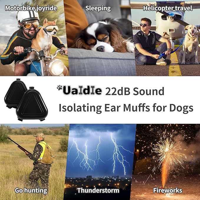 Dog Ear Muffs Noise Protection, Noise Cancelling Headphones for Dogs, Ear Covers for Hearing Protection and Anxiety - Black