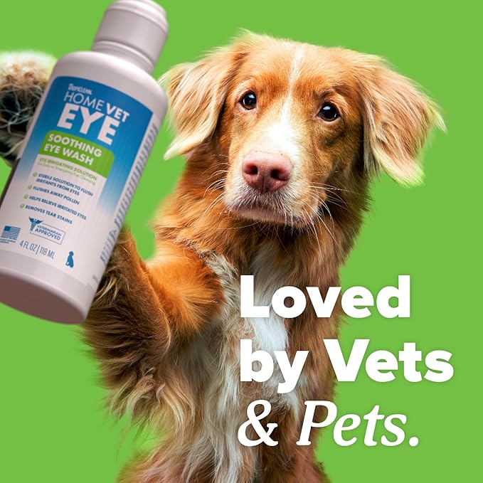 TropiClean HomeVet Dog Eye Drops, Soothing Eye Wash for Allergy and Debris Relief, Safe for Cats, USA Made, 4 oz