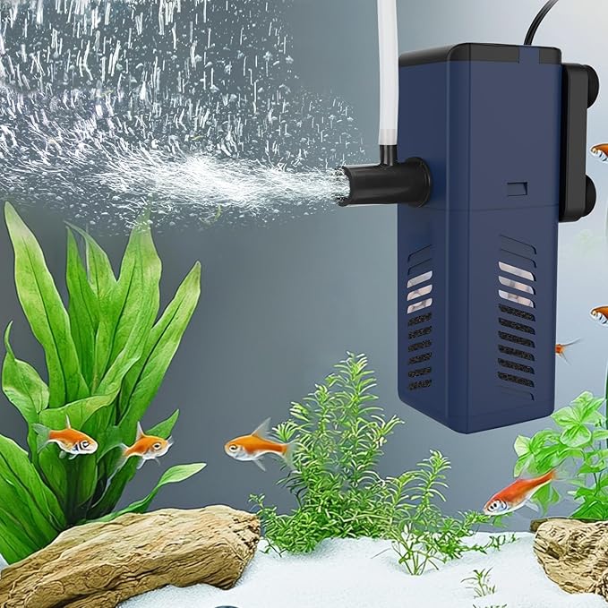 fishkeeper Aquarium Internal Filter,Adjustable Submersible Fish Tank Filter with 135GPH Water Flow, Ultra Quiet Biochemical Sponge Filter for 25-100 Gallon Tank(5W)
