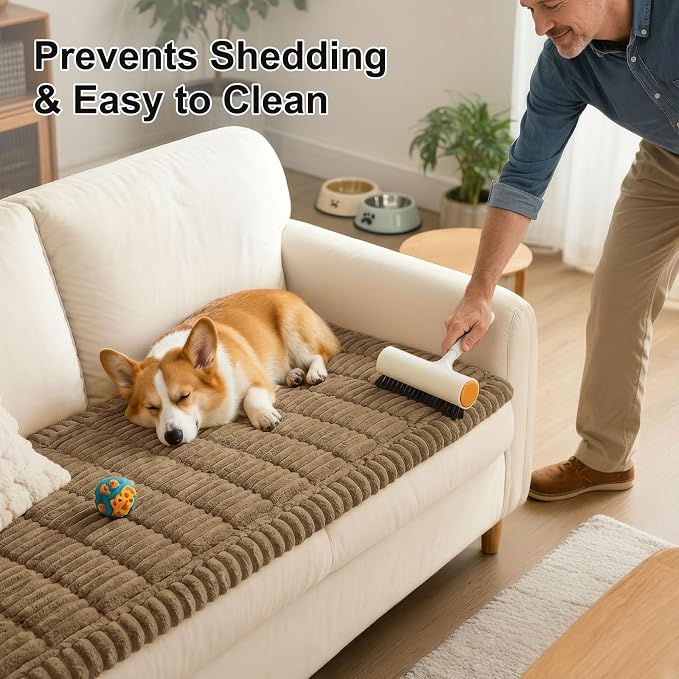 Smiry Couch Cover for Dogs, Non Slip Washable Sofa Protector for Pets, Soft Furniture Cover for Pet, Stylish Sofa Covers, Cozy Protect Against Fur, Dirt & Everyday Messes (Mocha Brown, 35.4" x 88")