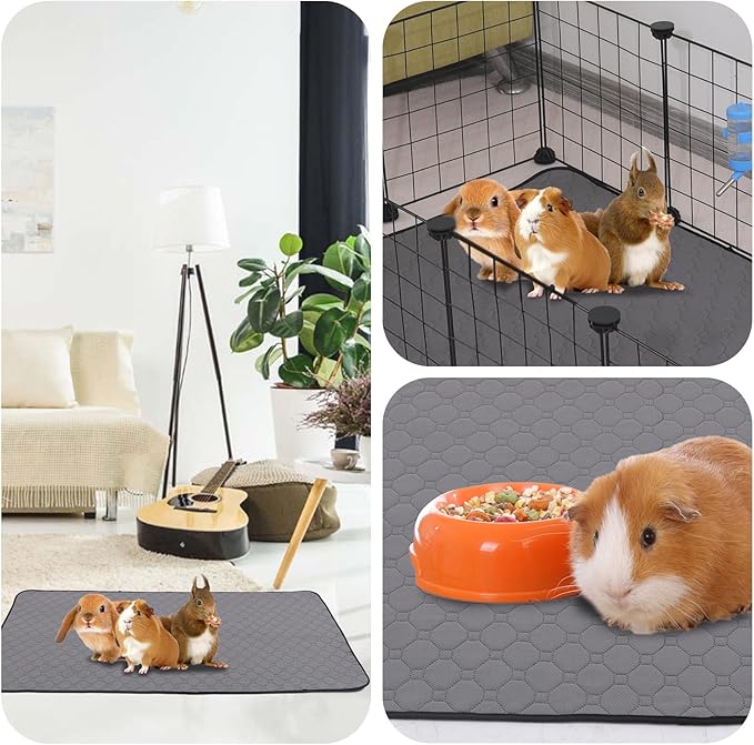 2Pack Guinea Pig Cage Liners, 24''X24'' Washable Guinea Pig Pee Pads, Non Slip Reusable Super Absorbent Guinea Pig Training Mat Bedding Fleece for Small Animals Hamster Rabbit Chinchilla Rat