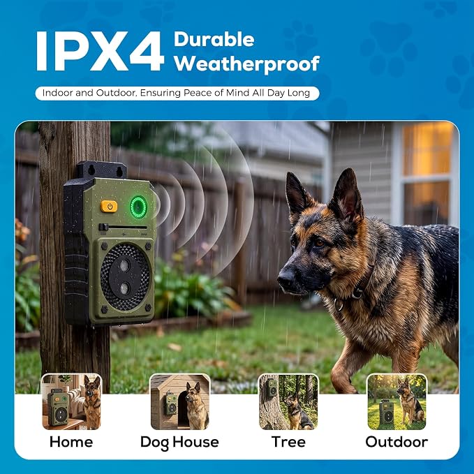Anti Barking Device for Dogs, 3 Modes Ultrasonic Dog Bark Deterrent with 50FT Long Range, Type-C Rechargeable Bark Box, IP65 Waterproof No More Barking Control Device for Indoor Outdoor Training