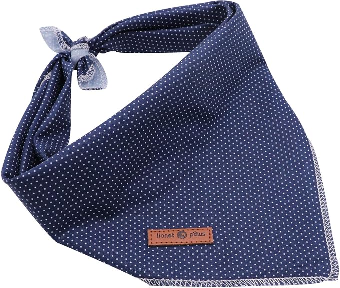 Lionet Paws Dog Bandana for Small Medium Large Dogs, Cat Kerchief Blue DOIT, Triangle Bibs Scarf for Girl or Boy
