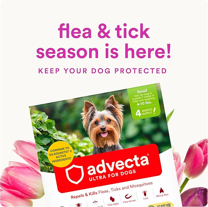 Advecta Ultra Flea and Tick Prevention for Dogs - Small Dog Flea and Tick Treatment & Control - Mosquito Repellent - Fast Acting Waterproof Topical Drops, 2 Month Supply