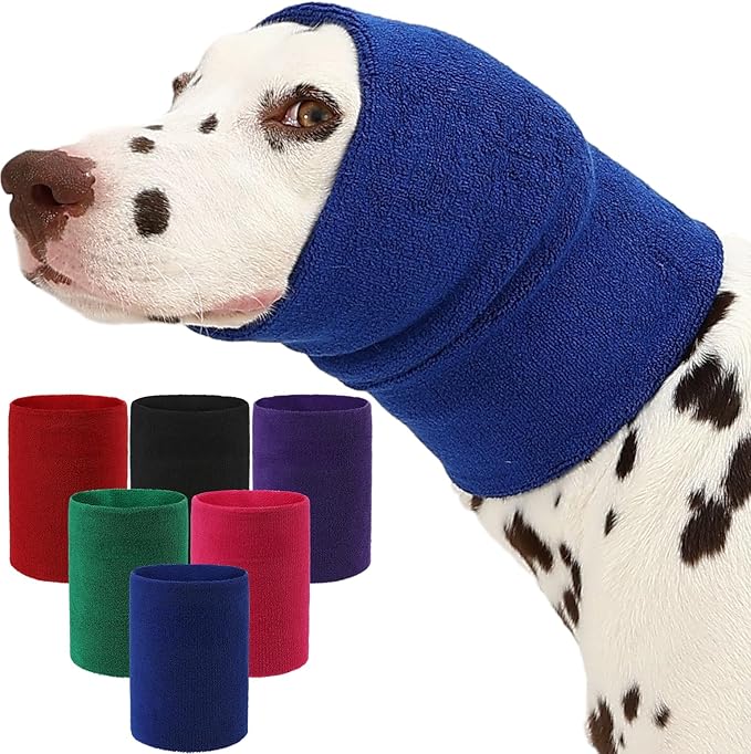 Dog Calming Hoodie and Ear Muffs – Soft Double-Layer Ear and Neck Cover for Anxiety Relief & Noise Protection, Elastic Pet Head Wrap for Grooming, Bath, Drying & Fireworks