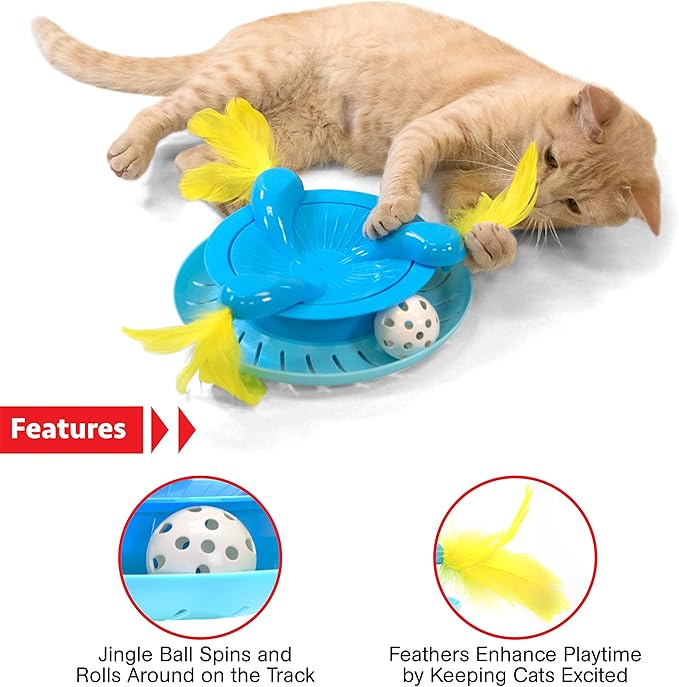 Kitty City Swat Track Cat Toy, 3 Toys in 1 Cat Toy, Cat Ball Track with Feathers