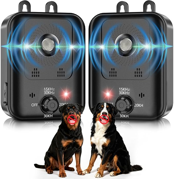 2-Pack Anti Barking Device for Dogs, Auto Dog Bark Deterrent Devices with 3 Modes, Rechargeable Ultrasonic Bark Deterrent Device Bark Box, Effective Stop Barking Dog Devices for Indoor & Outdoor Use