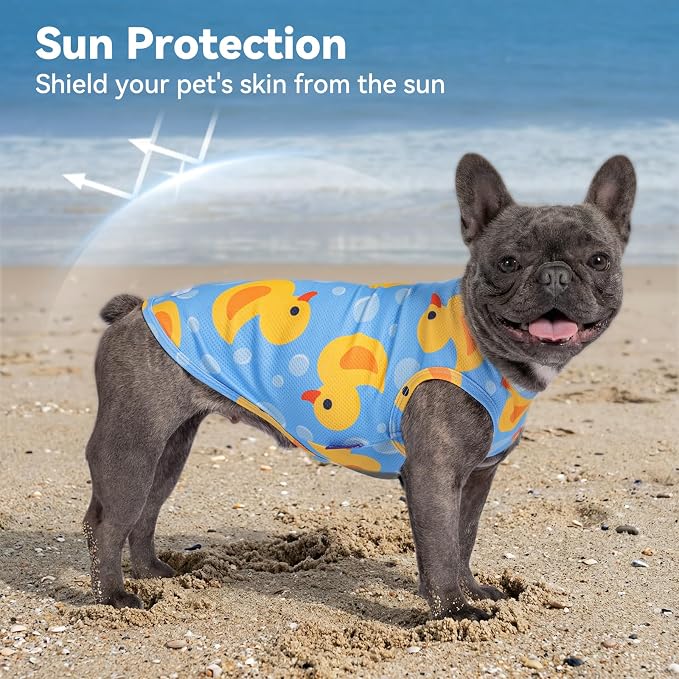cyeollo 2 Pack Dog Cooling Shirt, Lightweight Sun Protection Sleeveless Dog Vest, Breathable Summer Clothes for Medium Large Dogs Boy & Girl, Soft Pet Tshirts, Yellow Duck 2XL