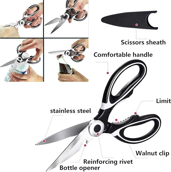 Fishing Knife, Fish Cleaning Kit 7 PC Set with Fish Knife, Fish Scale Cleaning Brush, Multi-Functional Scissors, Anti-Cutting Gloves, Fishbone Tweezers, Storage Bag