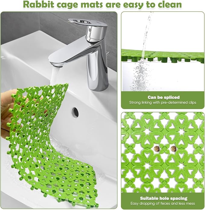 kathson 6PCS Rabbit Cage Mat Floor Bunny Foot Resting Pads Plastic Cage Mat for Pet Cats Dogs Hamster Rat Chinchilla Guinea Pig and Other Small Animals