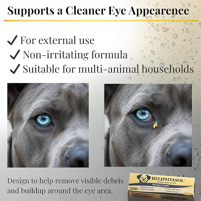 Pet Eye Cream – Vet-Formulated Dog Eye Infection Treatment, Pink Eye Relief, Conjunctivitis Relief, Dry Eyes & Red Eye, Tear Stain Remover for Dogs, Cats, Cattle, Sheep, Horses – 1 Tube