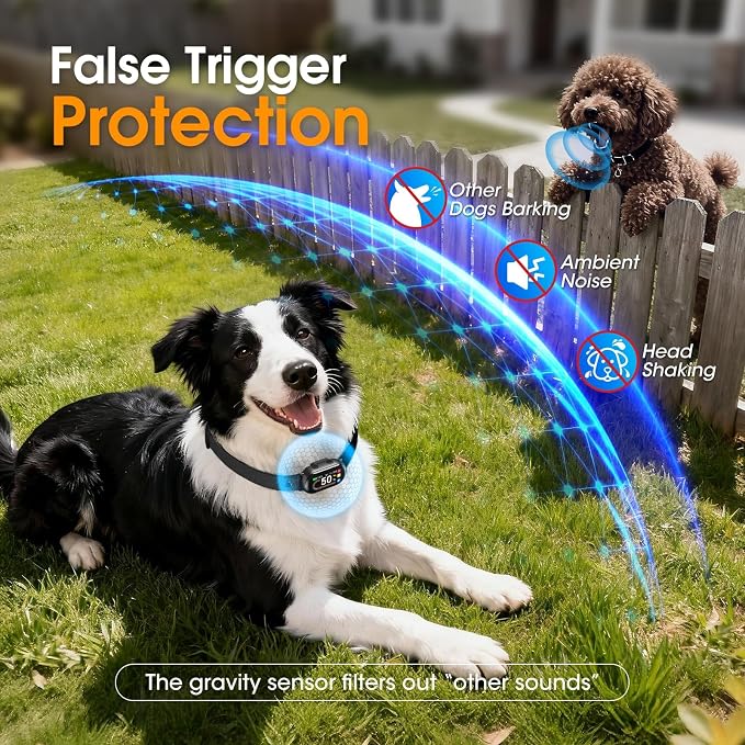 Dog Bark Collar for Small Medium Large Dogs 10-100lbs, Automatic Bark Device with Anti-False Trigger & Bark Count Tracking, 4 Training Modes and 8 Sensitivity to Effectively Stop Barking, Black
