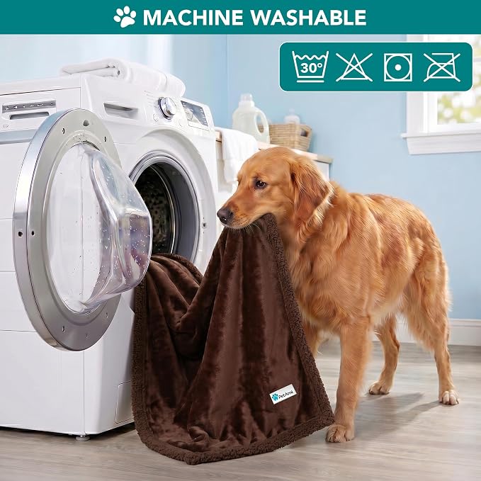 PetAmi Dog Blanket for Small Medium Dogs and Cats, Soft Sherpa Fleece Pet Blanket Throw for Puppies Kittens, Reversible Plush Couch Cover Protector Sofa Bed Crate, Machine Washable, 60x40, Solid Brown