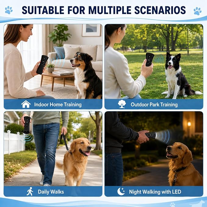 Trainer Ultrasonic for Dogs, Anti Barking Device, 2-in-1 Handheld Dog Repeller, Bark Control Tool for Indoor & Outdoor (2PCS) | Suitable for all pets