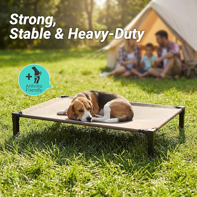 Niubya Elevated Outdoor Dog Bed, Cooling Elevated Pet Cot, Steel-Framed and Non-Slip Feet, Raised Dog Bed with Waterproof, Washable, Breathable Teslin Mesh, 51in