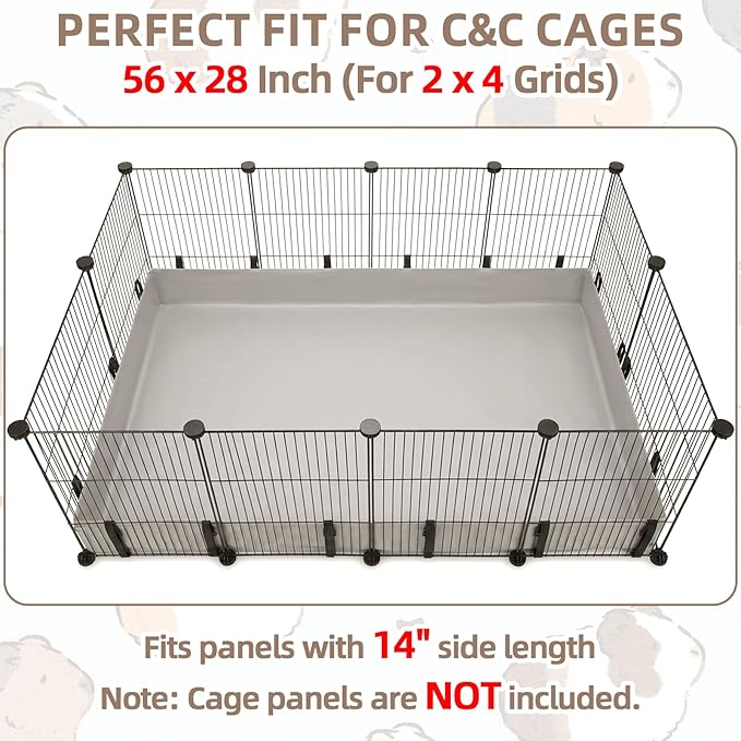 Guinea Pig Cage Liner for 2x4 Grid C&C Cage, 56" x 28" 600D Oxford Bottom Tarp with 4" Raised Sides, Washable Cage Base for Guinea Pigs, Rabbits and Small Animals