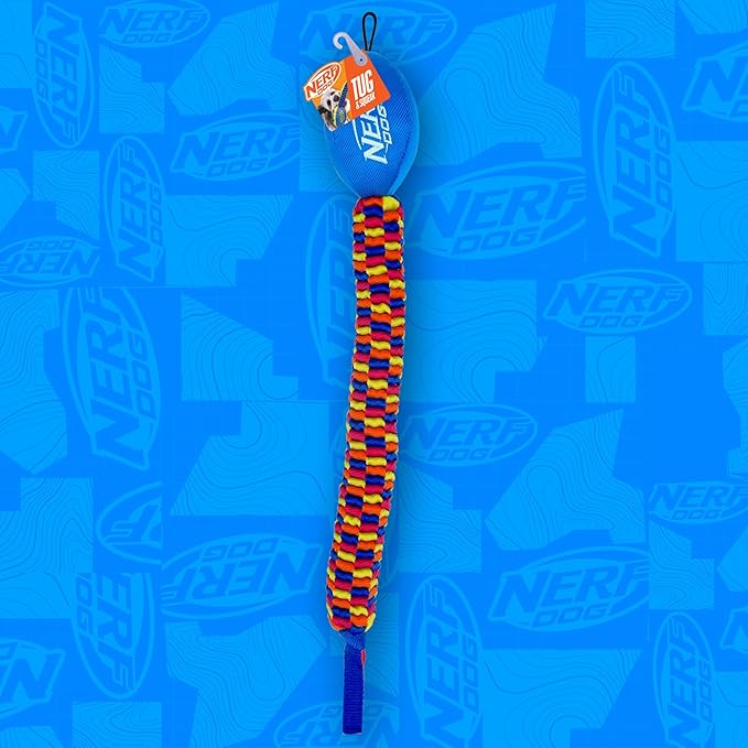 Nerf Dog Rainbow Vortex Chain Tug Dog Toy, Lightweight, Durable and Water Resistant, 19 Inches, For Medium/Large Breeds, Single Unit, Rainbow Colored