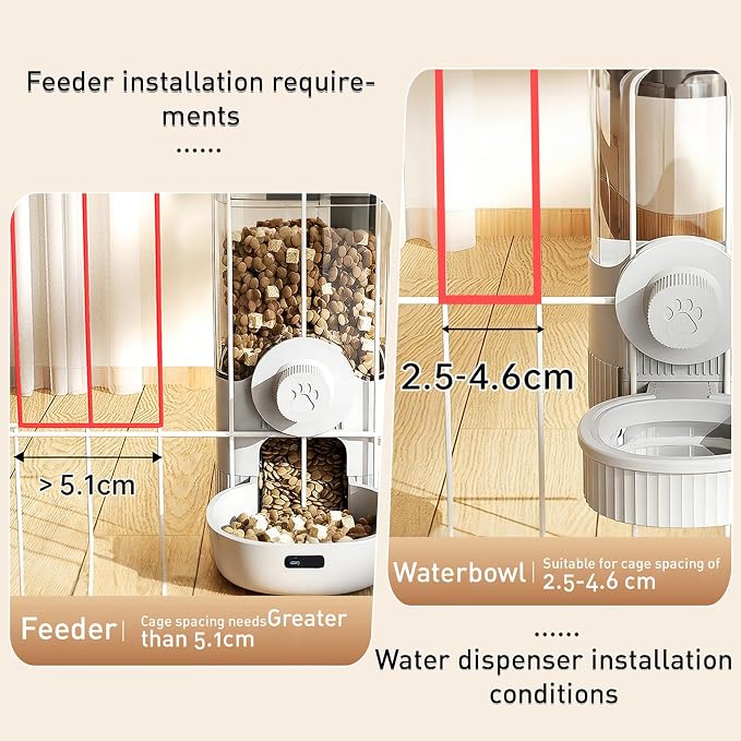 Hanging Cage Automatic Pet Food Water Dispenser, 41oz Hanging Automatic Food Dispenser, 18oz Pet Water Bottle for Cage Crate, Suitable for Kitten Rabbit Chinchilla Hedgehog Ferret (Blue, 41Oz)