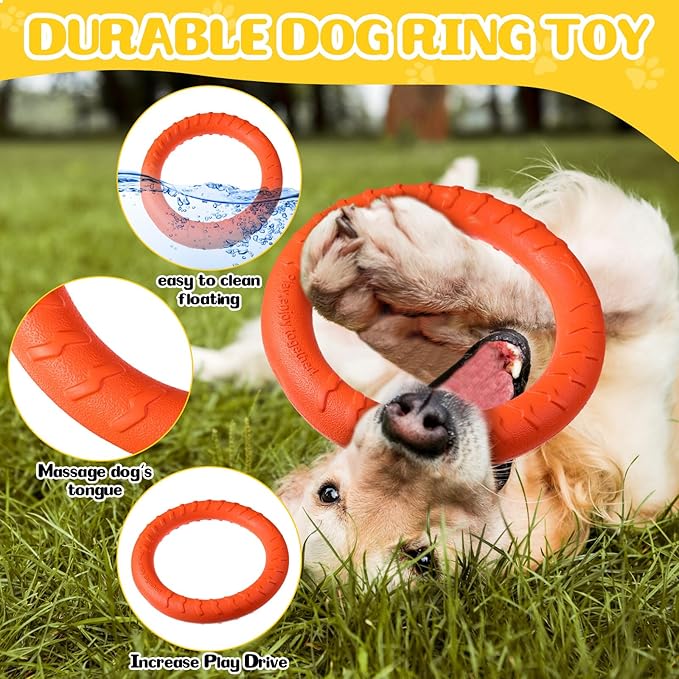 Jenaai 4 Pack Dog Ring Toy Dog Training Chew Toy for Outdoor Aggressive Durable Pet Chewers Floating Toys Puppy Ring for Large Medium Puppy Training (Multicolored,7.48 Inch)