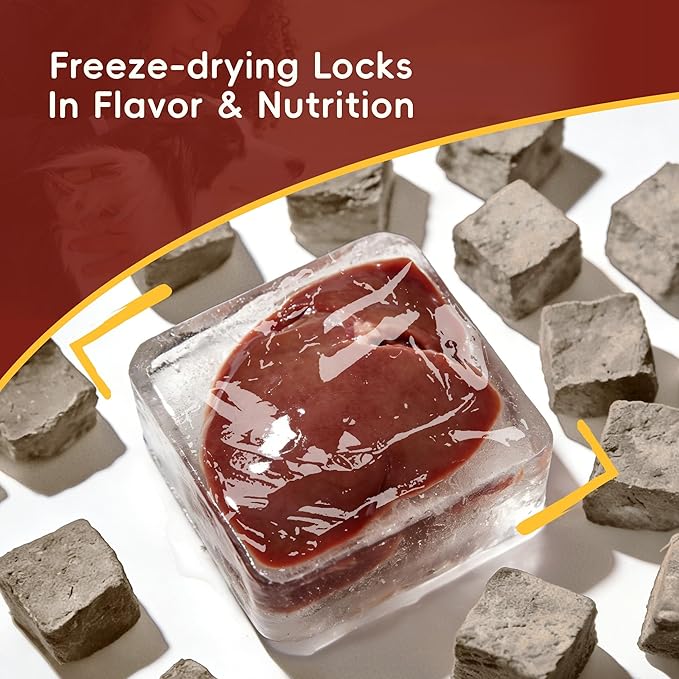 Freeze Dried Beef Liver Bites, Freeze Dried Cats & Dogs Treats, High Protein Training Treats, Naturally Single Ingredient, Grain Free, Gluten Free, Filler Free, Net Wt. 5.5 oz