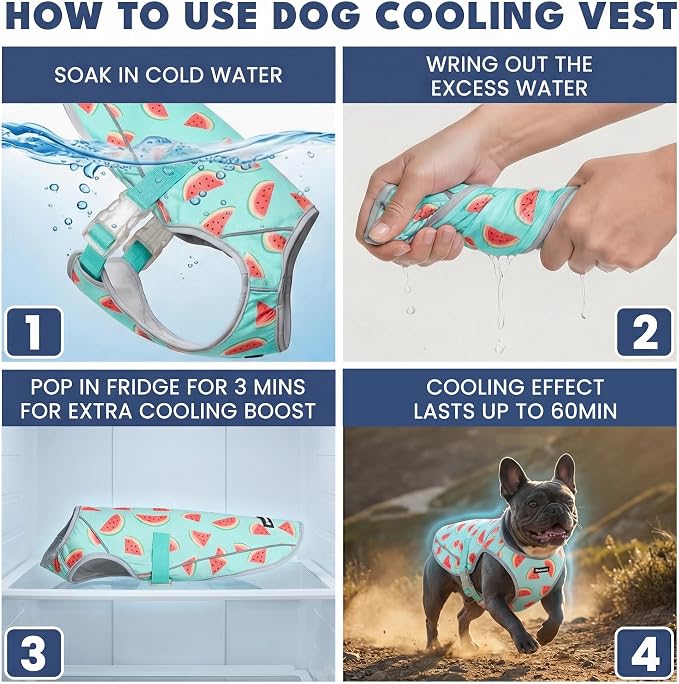 Spark Paws Dog Cooling Vest - SPF 50 UV Sun Protection - Summer Heat Relief Gear for Dogs, Lightweight, Evaporative Cooling - Dog Anxiety Relief Vest During Hot Days - Watermelon - Size 3XL