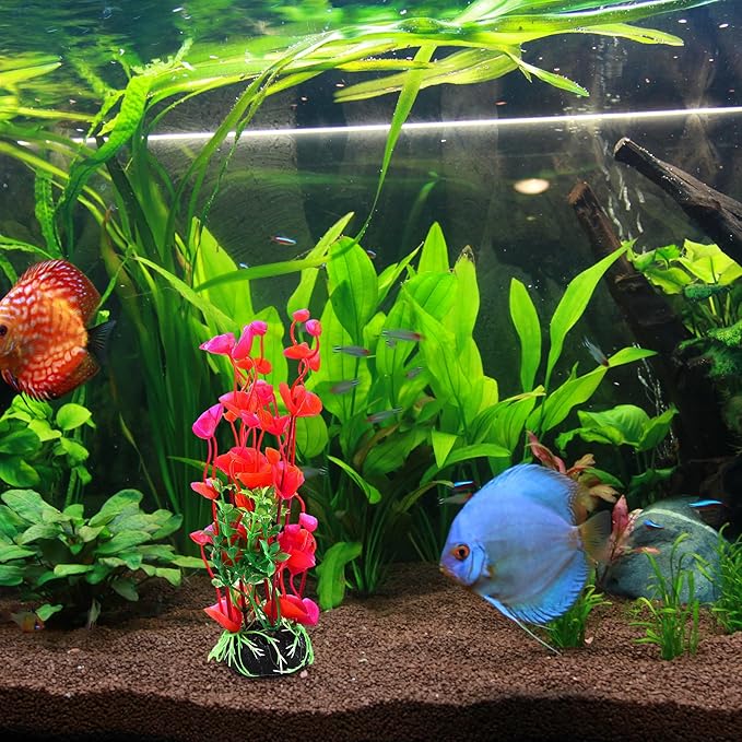 Aquarium Decoration,Aquarium Aquascaping Artificial Plants for Aquarium Fish Tank, 8Inch(Red/Green)