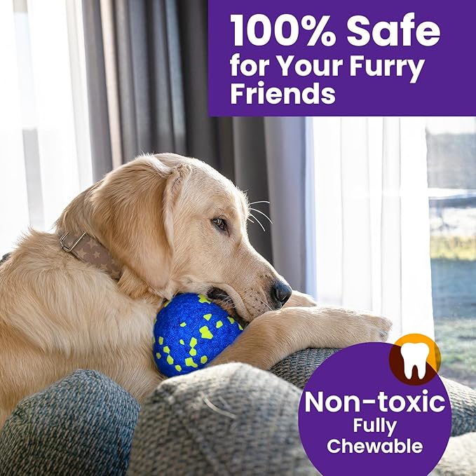 Dog Tennis Balls, 4 Pack 3" Indestructible Dog Toys for Aggressive Chewers, Outdoor Jolly Bouncy Balls, Durable Interactive Floating Dog Fetch Toy, Puppy Chew Toy for Teething, Blue White