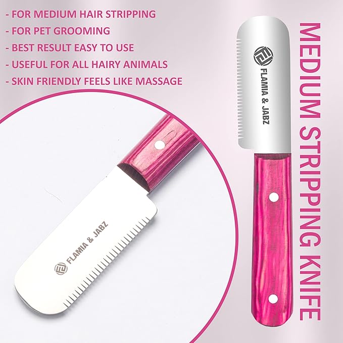 FJ Professional Stripping Knife, Right handed, 3 inch blade (Stainless Steel) (Medium, Pink)
