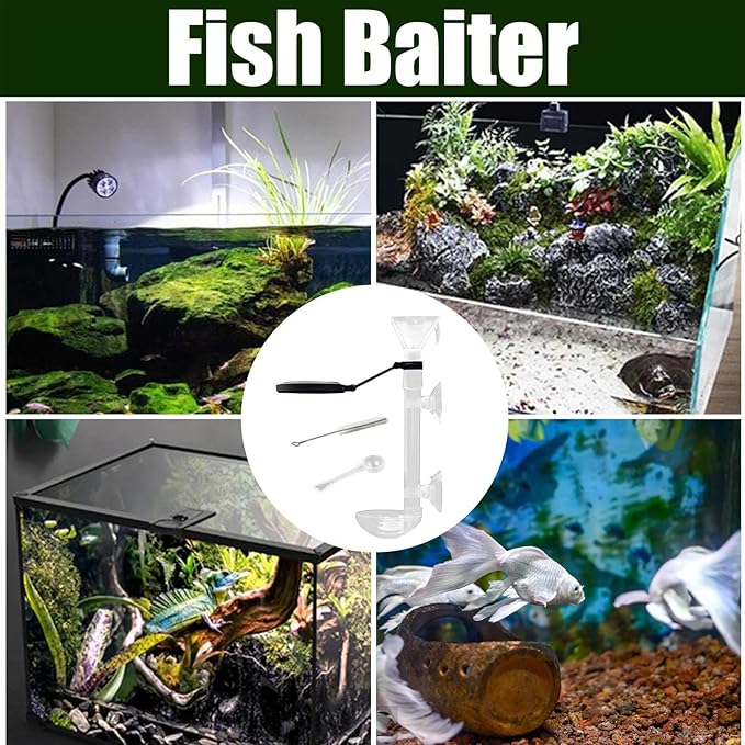 Fish Food Feeder - Clear Telescopic Aquarium Feeding Tube, Suction Mounted Dispenser Pipe, Precision Target Drop System, Adjustable Length Design | Automatic Aid for Shrimp Turtle Tank Pond Care