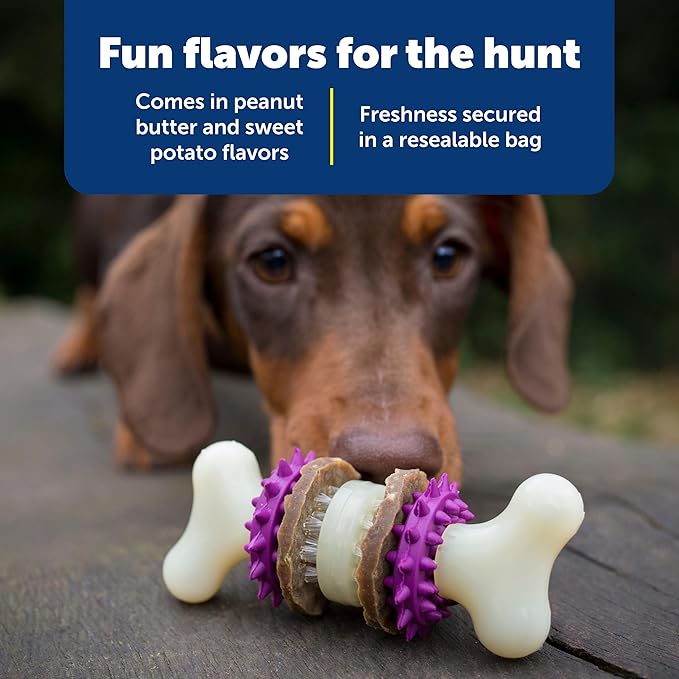 PetSafe Busy Buddy Toys Dog Treat Refills (60 Refills) Dog Treats Medium,Dogs Rawhide and Peanut Butter Flavors,Keeps Your Furry Friend Engaged,Resealable Bag for Freshness,(Pack of 2)