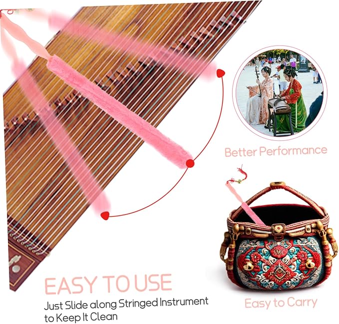 Milisten Guzheng Cleaning Brush Zither Care Brush Soft Rabbit Hair String Instrument Musical Instrument Cleaner
