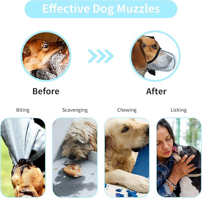 Dog Muzzle, Breathable Soft for Extra Small Dogs to Anti & Prevent Barking Biting Chewing, Reflective & Adjustable Basket Muzzle with Air Mesh for Dachshund Blue XS