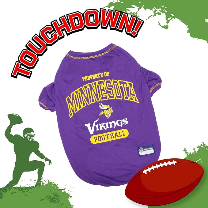 NFL Minnesota Vikings Dog T-Shirt for Pets, Size X-Large. Officially Licensed Pet Shirt with Team Logo, Soft Stretchable Comfort Fit Apparel for Dogs & Cats