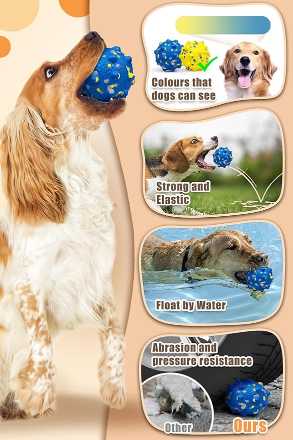 Moonorange 2.36'' Dog Balls for Dogs Aggressive Chewers Indestructible Tennis Durable Bouncy Interactive Dog Toy Balls for Fetch Game Floating Training(Blue Medium)