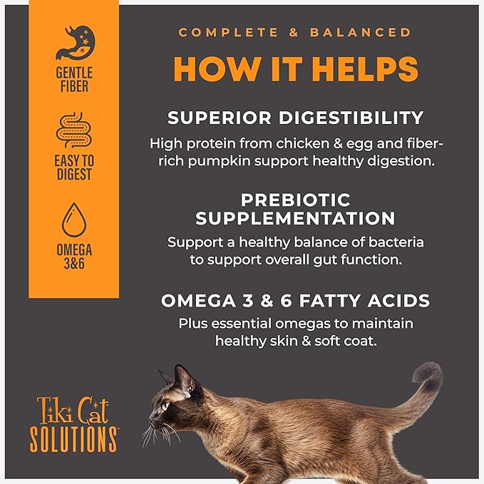 Tiki Cat Solutions Mousse Multipack, Wet Cat Food, Digestion, Chicken & Egg, 2.4 oz. Pouch (12 Count)