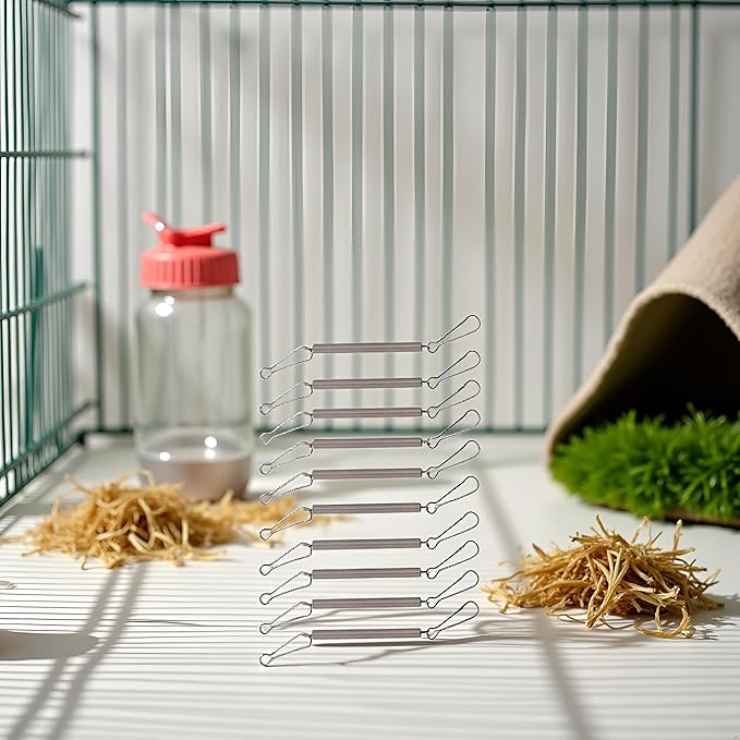 10Pcs Spring with 2 Clips, Wire Cage Clips for Small Pet Water Bottle, Rabbit, Guinea Pig, Hamster