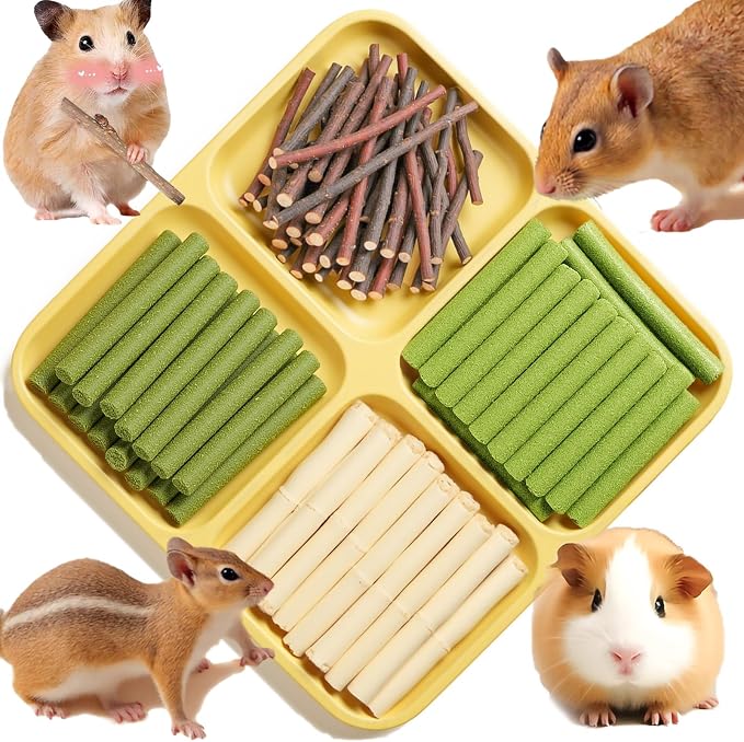 Rabbit Toys 660g/23.3oz Bunny Chew Treats Timothy Hay Sweet Bamboo Snack Guinea Pig Molar Branch Toy Apple Stick Alfalfa Food for Cleaning Teeth Grinding Dental for Hamster Squirrel Chinchilla
