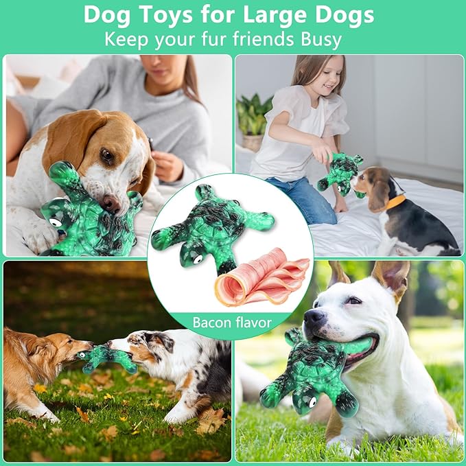 Letsmeet Heavy Duty Nylon Dog Bone Chew Toys - Real Bacon Flavor, Long-Lasting for Aggressive Chewers & Large Breeds