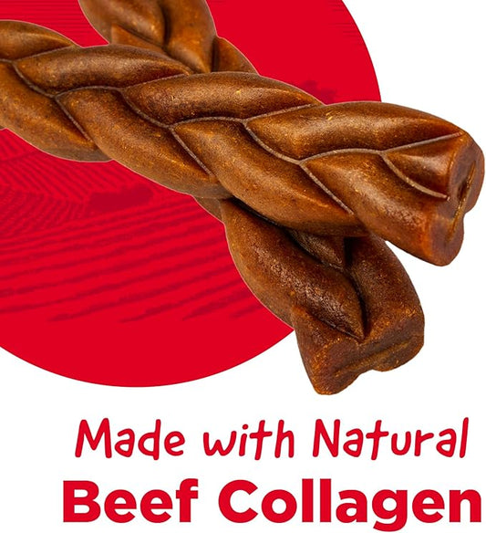 Country Kitchen Beef Collagen Braids, Rawhide Free Dog Chews, Made with Natural Beef Collagen, for Medium & Large Dogs, Made in The USA, 7.2 oz, 4 ct