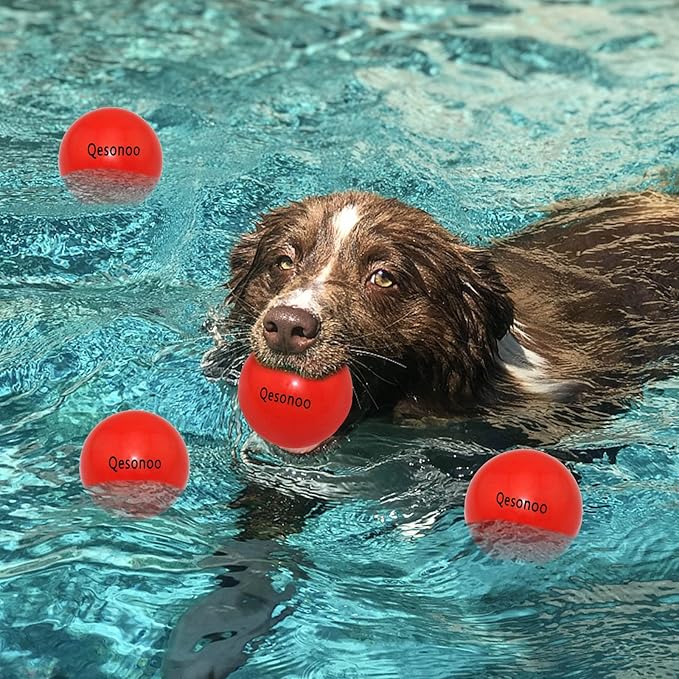 Dog Balls Indestructible,Solid Rubber Bouncy for Dogs Aggressive Chewers Large Breed,Non-Toxic&Floating&High Elasticity,Durable Fetch Ball Medium to Chew,Play and Training. (Red)