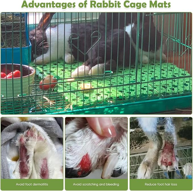 kathson 8PCS Rabbit Feet Pad Plastic Cage Mat Floor Mats Bunny Hole Leak Water Pads for Pet Cats Dogs Hamster Rat Chinchilla Guinea Pig and Other Small Animals